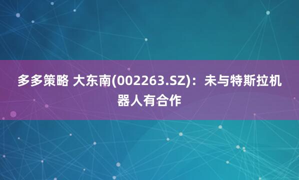 多多策略 大东南(002263.SZ)：未与特斯拉机器人有合作