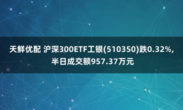 天鲜优配 沪深300ETF工银(510350)跌0.32%, 半日成交额957.37万元