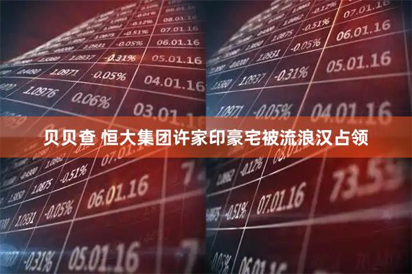 贝贝查 恒大集团许家印豪宅被流浪汉占领
